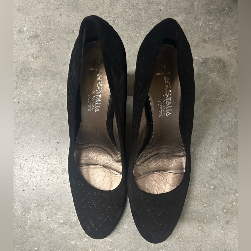 Aquatalia Black Suede Heels